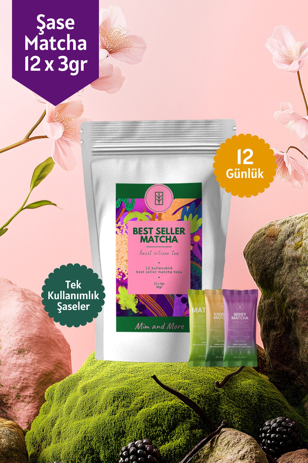Bestseller Matcha Tekli Şase – 12 Günlük Özel Paket, 12x3 gr – Mim