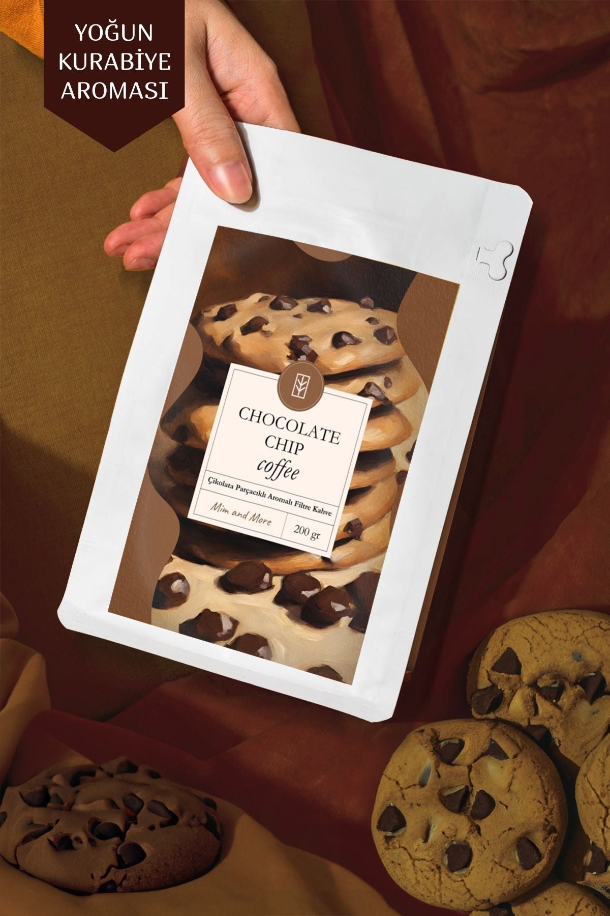 茶 moumom Chocolate Chip Coffee - Çikolata Parçacık Aromalı Çekirdek Kahve