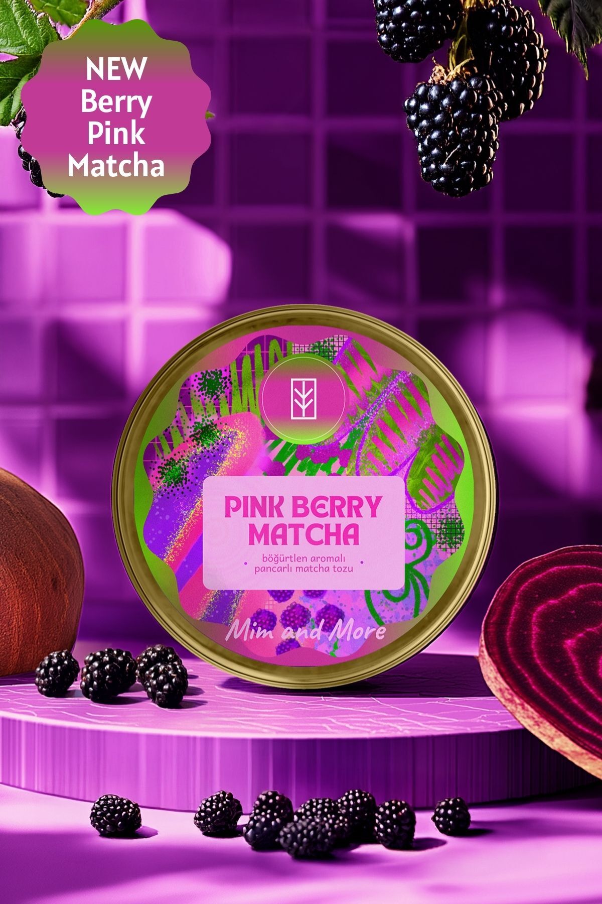 Pink Berry Matcha - Böğürtlen Aromalı Pembe Superfood Matcha Tozu