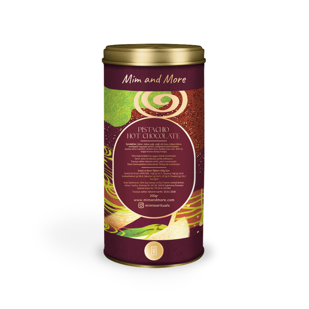 Pistachio Hot Chocolate - Antep Fıstıklı Sıcak Çikolata Tozu Tin, 200 g