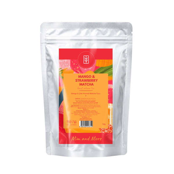 Mango Strawberry Matcha – Mango & Çilek Aromalı Ceremonial Grade Matcha Tozu 50 g