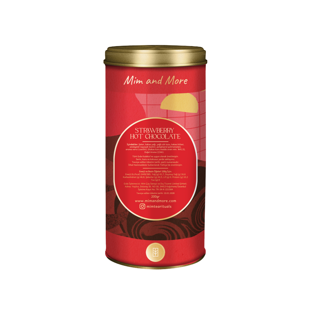 Strawberry Hot Chocolate - Çilekli Sıcak Çikolata Tin, 200 g