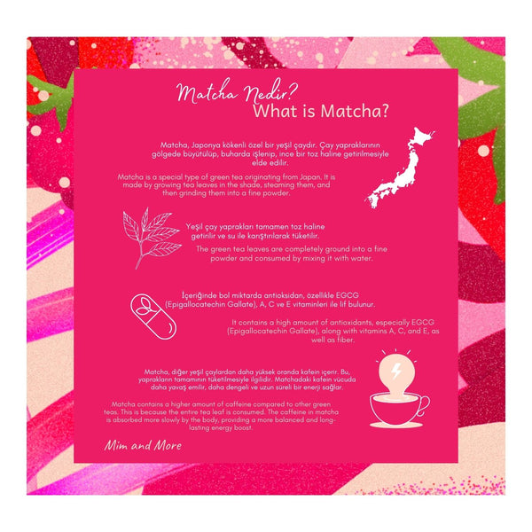 Raspberry Strawberry Matcha – Ahududu & Çilek Aromalı Ceremonial Grade Matcha Tozu 25 g