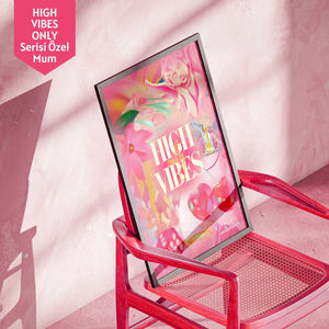 Luminara Studio x Mim and More High Vibes Only Pembe Poster – Dekoratif Duvar Posteri 35x50 cm