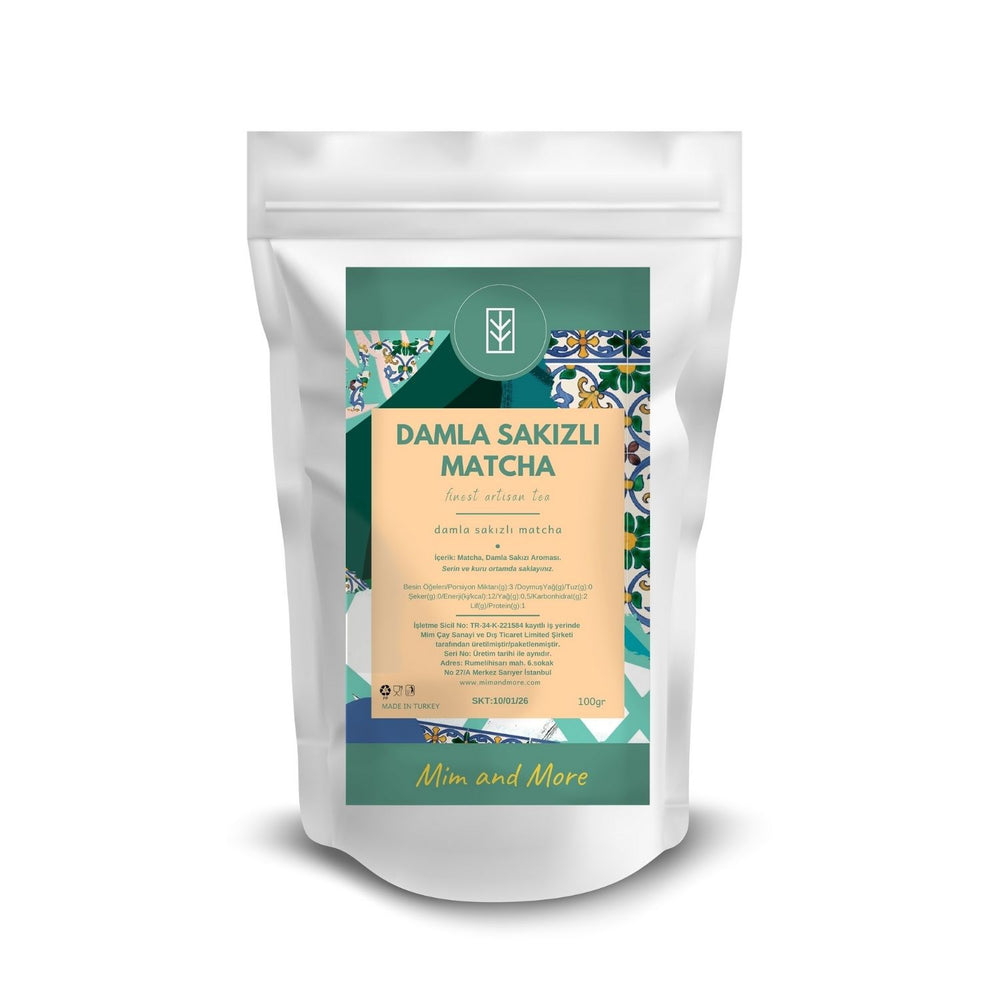 Mastic Gum Matcha – Damla Sakızı Aromalı Ceremonial Grade Matcha Tozu 100 g