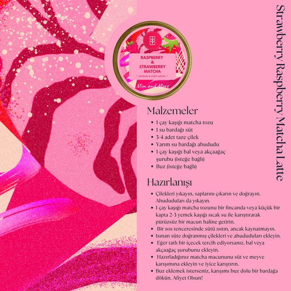 Raspberry Strawberry Matcha – Ahududu & Çilek Aromalı Ceremonial Grade Matcha Tozu 25 g