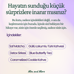 Harmony Hediye Kutusu | Saf Matcha – Güllü Lokumlu Türk Kahvesi – Caramelized Cookie Kahve