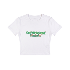 Cool Girls Drink Matcha Baskılı Crop Tişört – Modal Kumaş, Esnek ve Rahat, Kadın T-Shirt