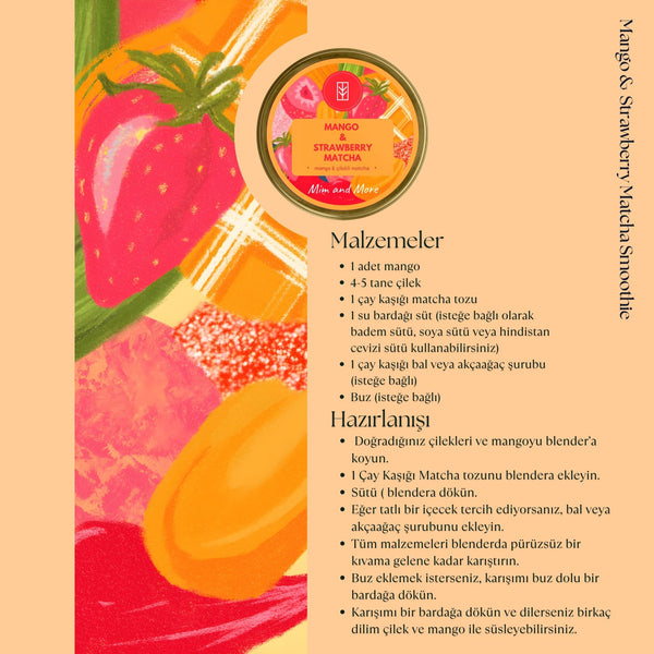Mango Strawberry Matcha – Mango & Çilek Aromalı Ceremonial Grade Matcha Tozu 25 g