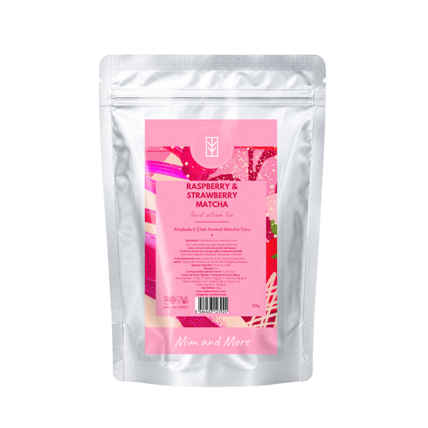 Raspberry Strawberry Matcha – Ahududu & Çilek Aromalı Ceremonial Grade Matcha Tozu 50 g