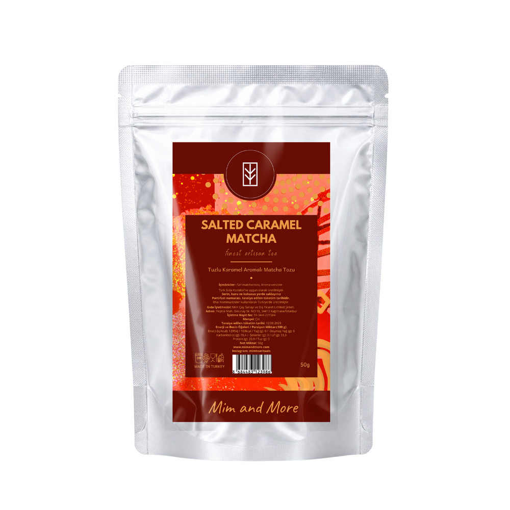 Salted Caramel Matcha – Tuzlu Karamel Aromalı Ceremonial Grade Matcha Tozu 50 g