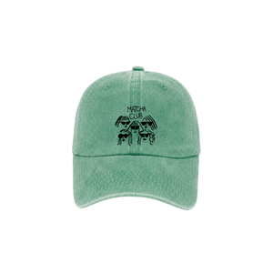 Yeşil Matcha Club Şapka – Nakışlı Eskitme Unisex Pamuklu Şapka