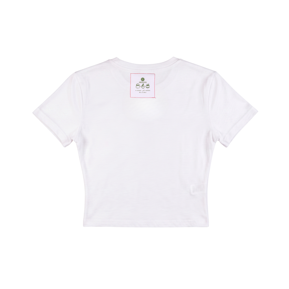 A Matcha Date Baskılı Crop Tişört – Modal Kumaş, Esnek ve Rahat, Kadın T-Shirt