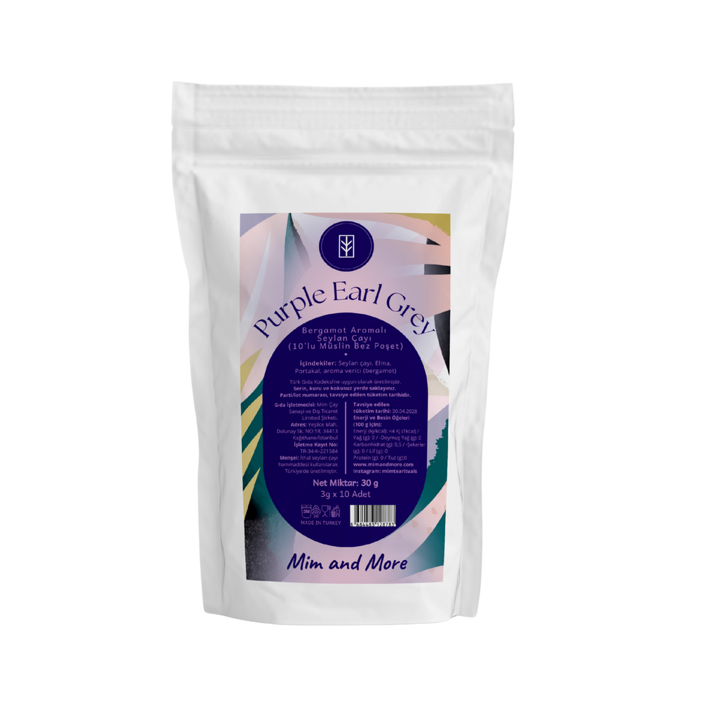 Purple Earl Grey Müslin Poşet Çay – Seylan Çayı & Bergamot Aromalı 10’lu Paket