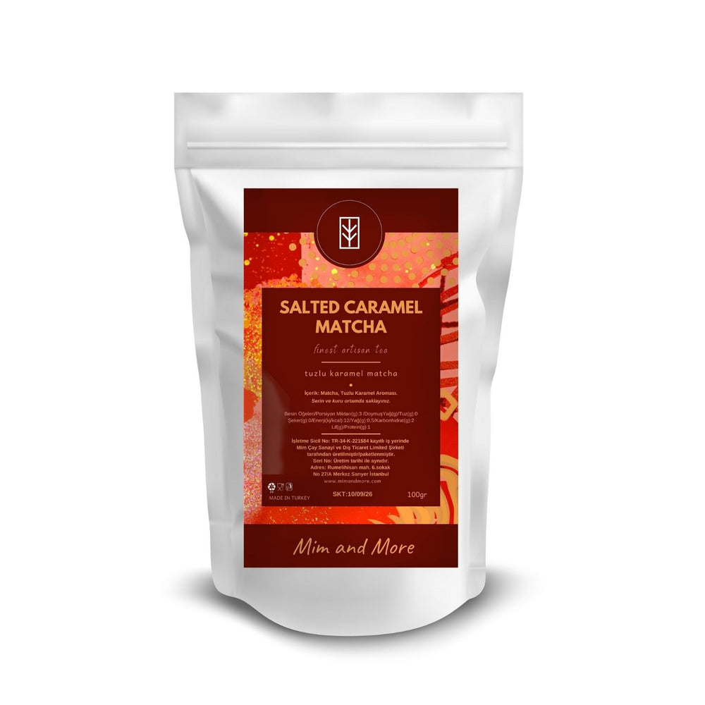 Salted Caramel Matcha – Tuzlu Karamel Aromalı Ceremonial Grade Matcha Tozu 100 g