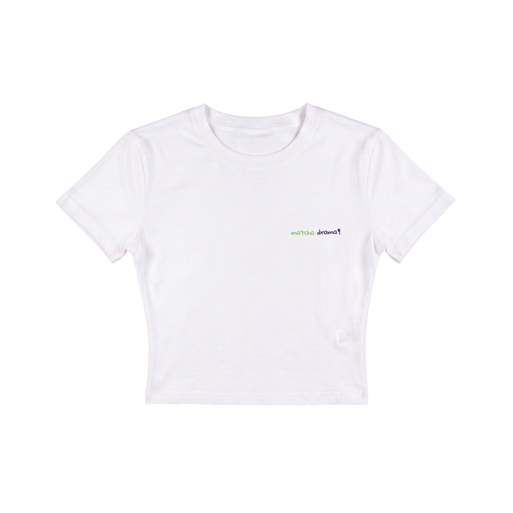 No Drama Just Matcha Crop Tişört – Baskılı Modal Karışımlı, Kadın T-Shirt