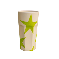 Yeşil Yıldız Desenli Seramik Bardak – El Yapımı Seramik Bardak 390 ml
