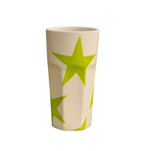 Yeşil Yıldız Desenli Seramik Bardak – El Yapımı Seramik Bardak 390 ml