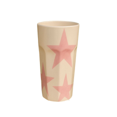 Pembe Yıldız Desenli Seramik Bardak – El Yapımı Seramik Bardak 390 ml