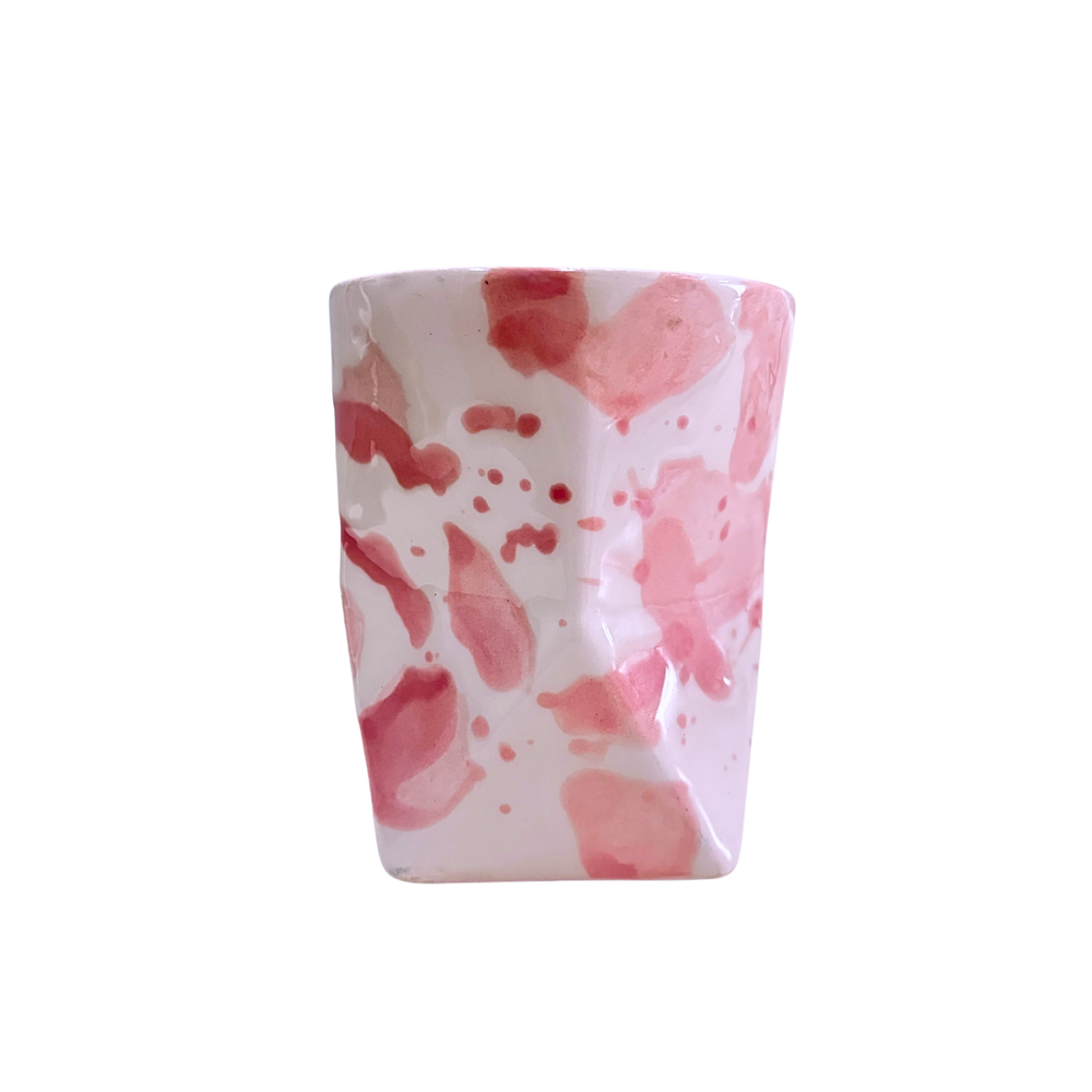 Pembe Desenli El Yapımı Seramik Bardak – 250 ml