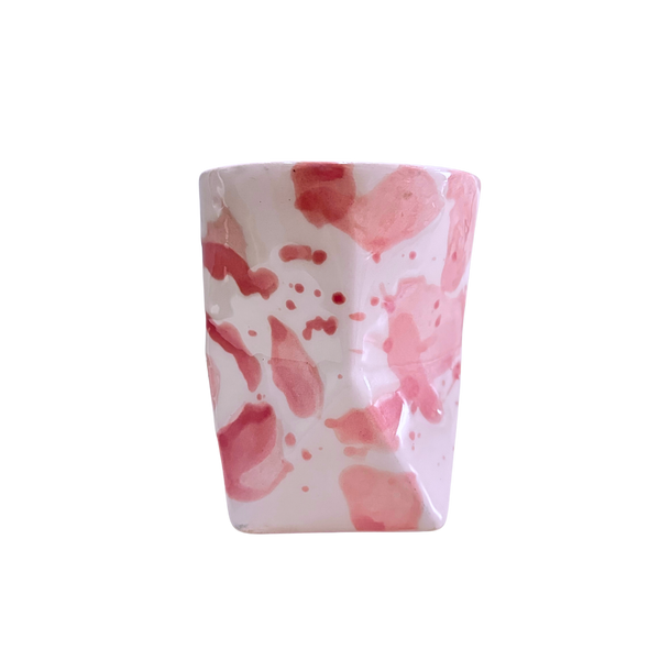 Pembe Desenli Seramik Bardak – El Yapımı Seramik Bardak 250 ml