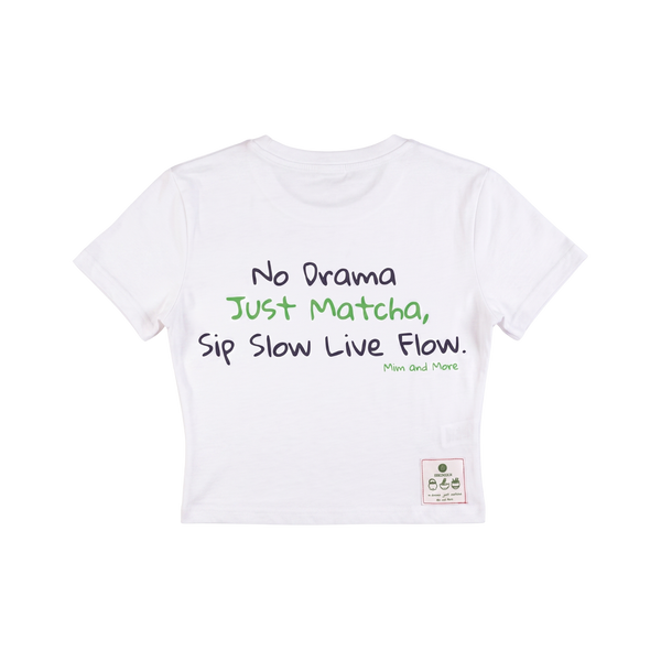 No Drama Just Matcha Crop Tişört – Modal Karışım, Esnek ve Rahat Kumaş, Baskılı Kadın T-Shirt