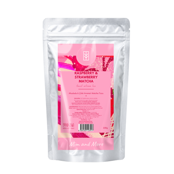 Raspberry Strawberry Matcha – Ahududu & Çilek Aromalı Ceremonial Grade Matcha Tozu 100 g