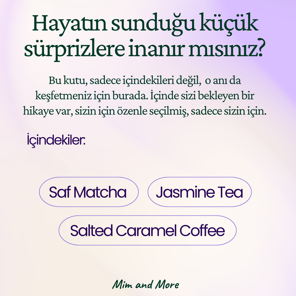 Flair Hediye Kutusu | Saf Matcha, Jasmine Tea, Salted Caramel Coffee – Doğal Lezzet Seti