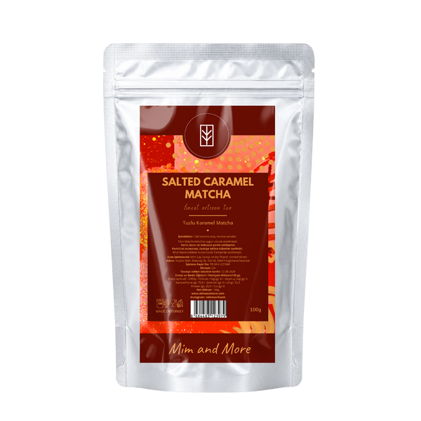 Salted Caramel Matcha – Tuzlu Karamel Aromalı Ceremonial Grade Matcha Tozu 100 g