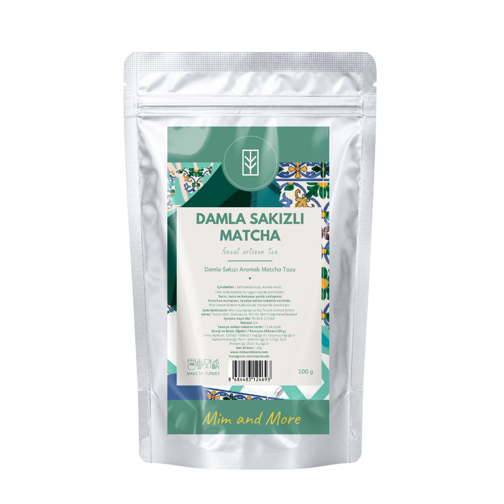 Mastic Gum Matcha – Damla Sakızı Aromalı Ceremonial Grade Matcha Tozu 100 g