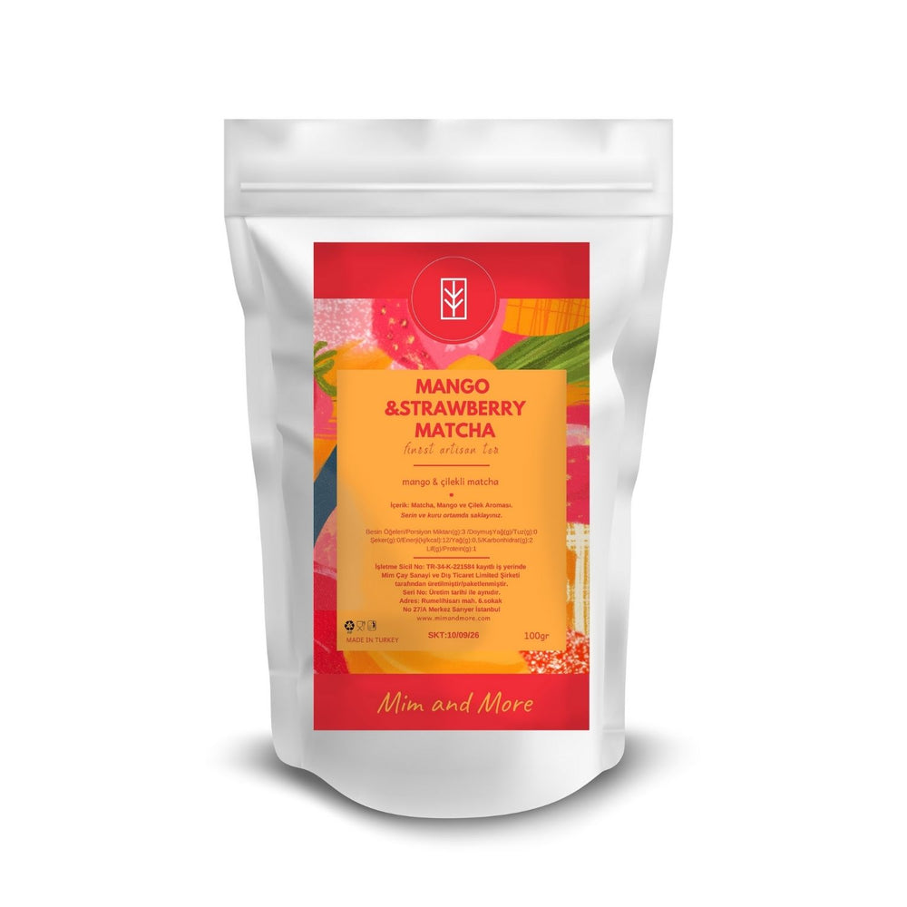 Mango Strawberry Matcha – Mango & Çilek Aromalı Ceremonial Grade Matcha Tozu 50 g