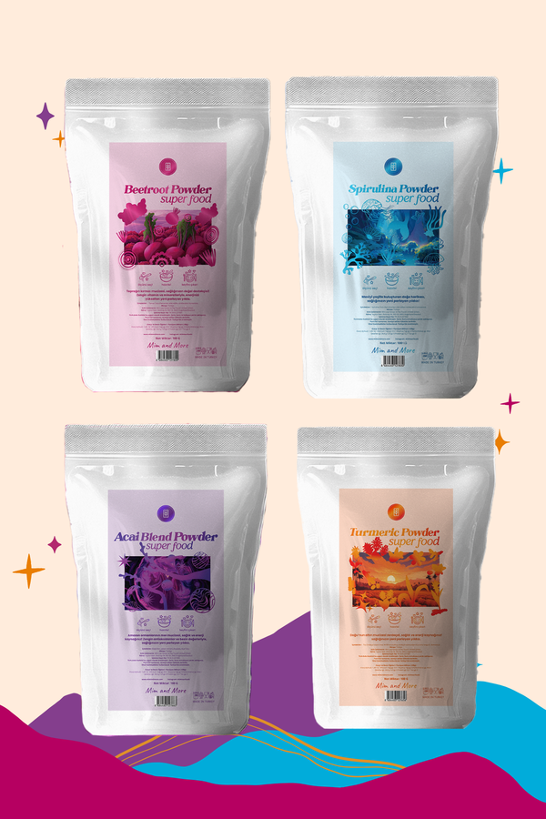 4’lü Superfood Enerji Seti – Acai, Spirulina, Zerdeçal, Pancar (4x50g)