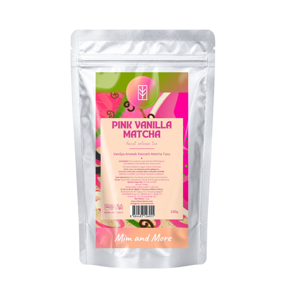 Pink Vanilla Matcha – Vanilya Aromalı Pink Matcha Tozu 100 g