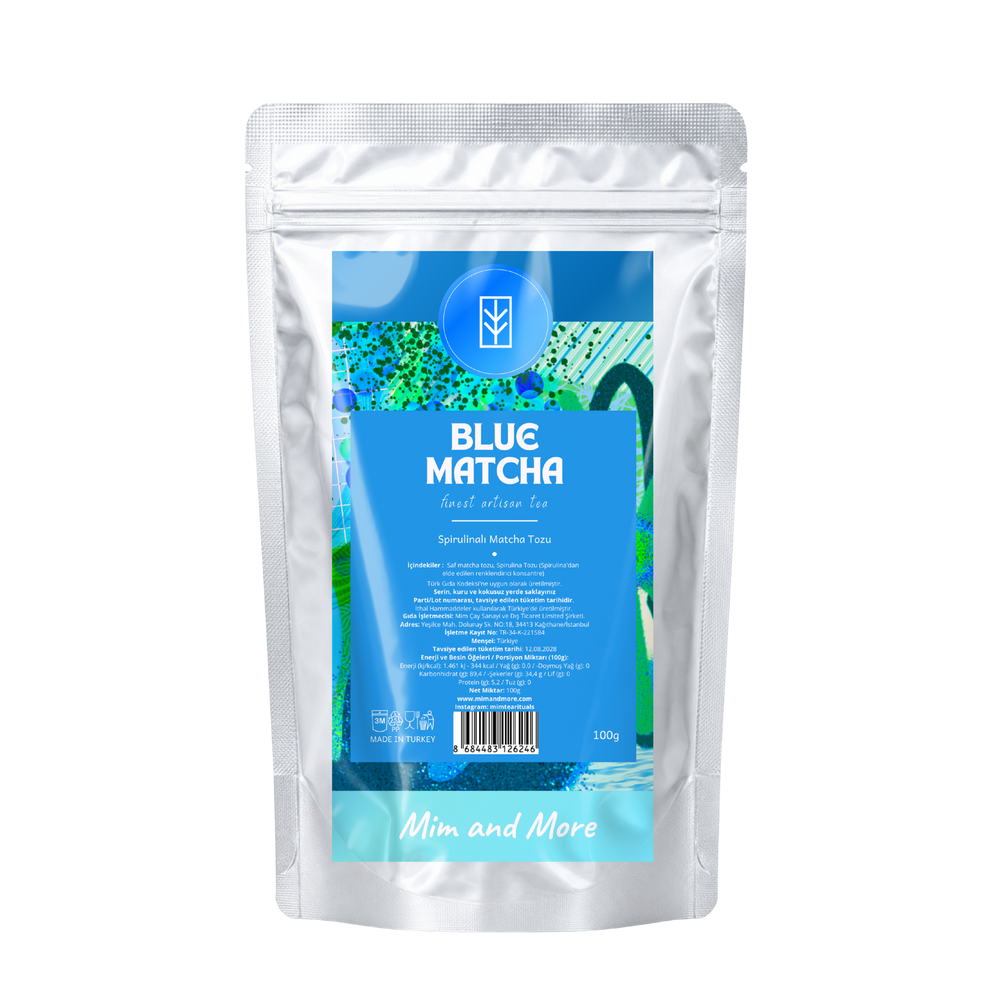 Blue Matcha – Kurabiye Aromalı Mavi Spirulina & Matcha Tozu 100 g
