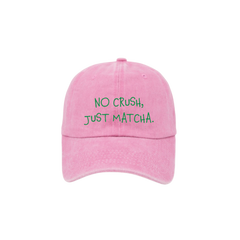 Pembe Matcha Şapka – No Crush Just Matcha Nakışlı Unisex Pamuklu Şapka