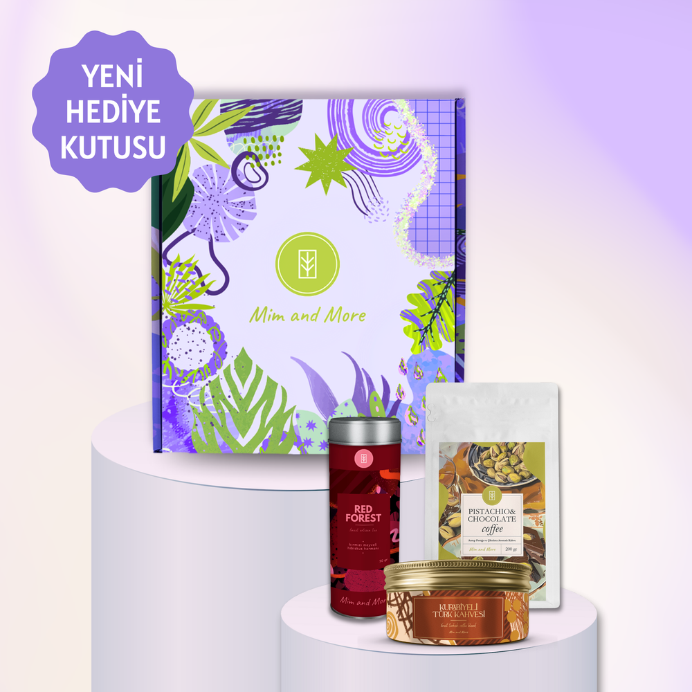 Mood Hediye Kutusu | Red Forest Tea, Pistachio & Chocolate Coffee, Kurabiyeli Türk Kahvesi Seti
