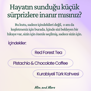 Mood Hediye Kutusu | Red Forest Tea, Pistachio & Chocolate Coffee, Kurabiyeli Türk Kahvesi Seti
