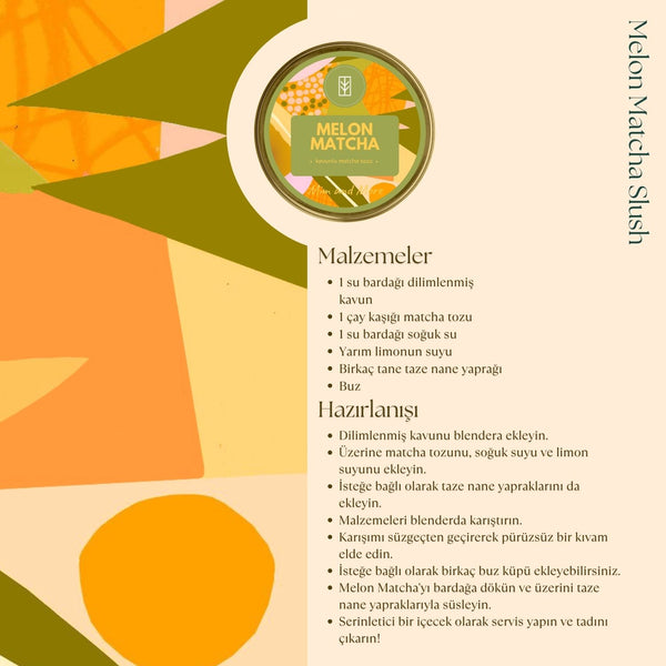 Melon Matcha – Kavun Aromalı Ceremonial Grade Matcha Tozu 50 g
