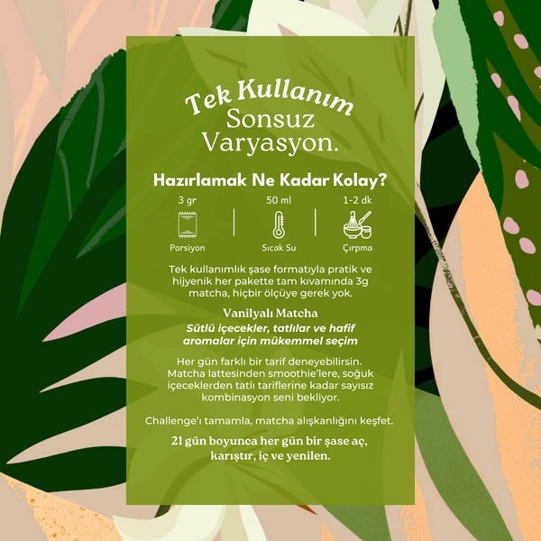 Vanilla Matcha Tekli Şase – 12 Günlük Özel Paket, 12x3 g