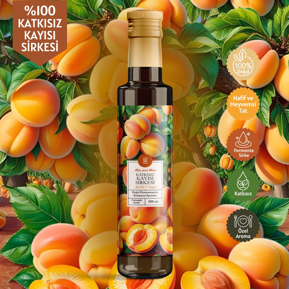 Kayısı Sirkesi - Doğal Fermantasyon, %100 Doğal, Katkısız, 250 ml