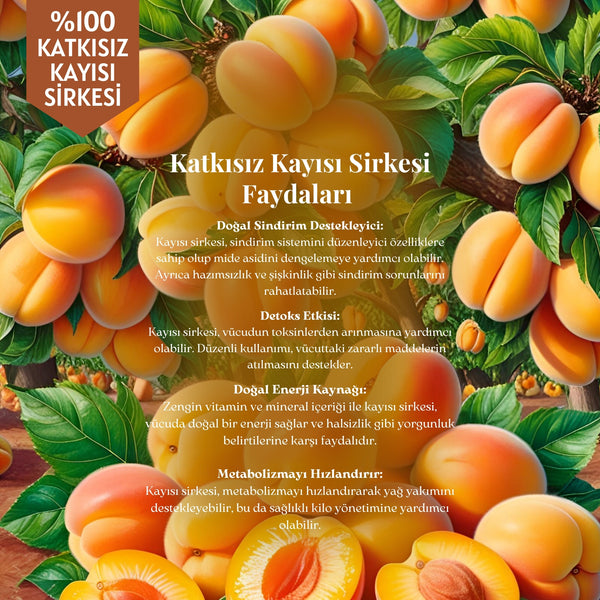Kayısı Sirkesi - Doğal Fermantasyon, %100 Doğal, Katkısız, 250 ml