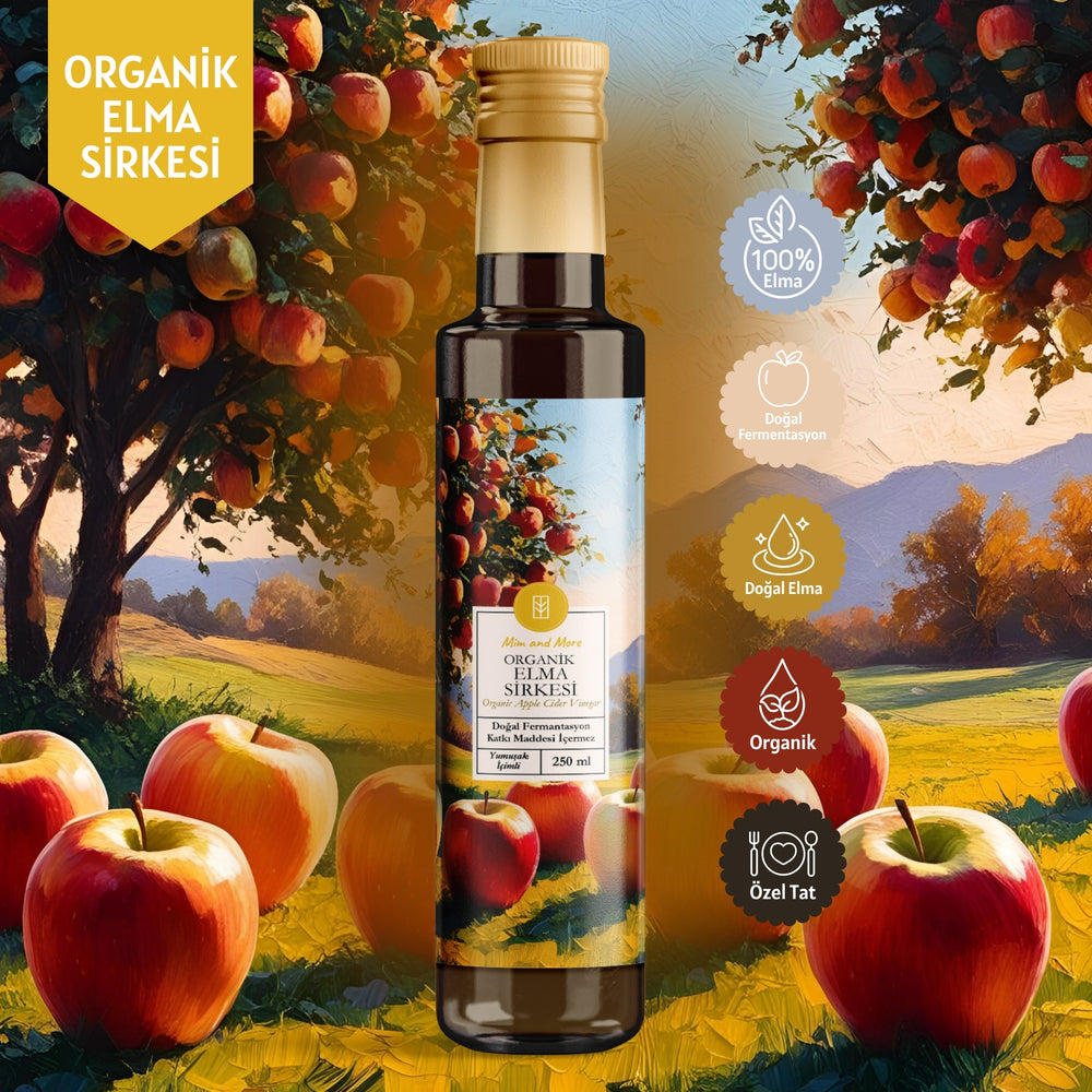 Elma Sirkesi - Organik, Doğal Fermantasyon, %100 Doğal, Katkısız, 250 ml