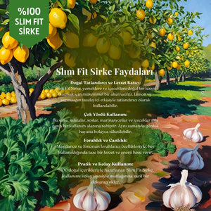 Slim Fit - Maydanoz & Limon & Sarımsak Sirkesi, Doğal Fermantasyon, %100 Doğal, Katkısız, 250 ml