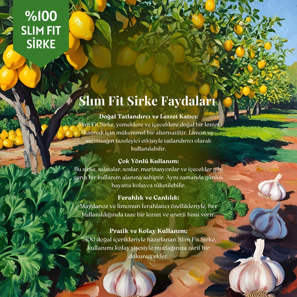 Slim Fit - Maydanoz & Limon & Sarımsak Sirkesi, Doğal Fermantasyon, %100 Doğal, Katkısız, 250 ml