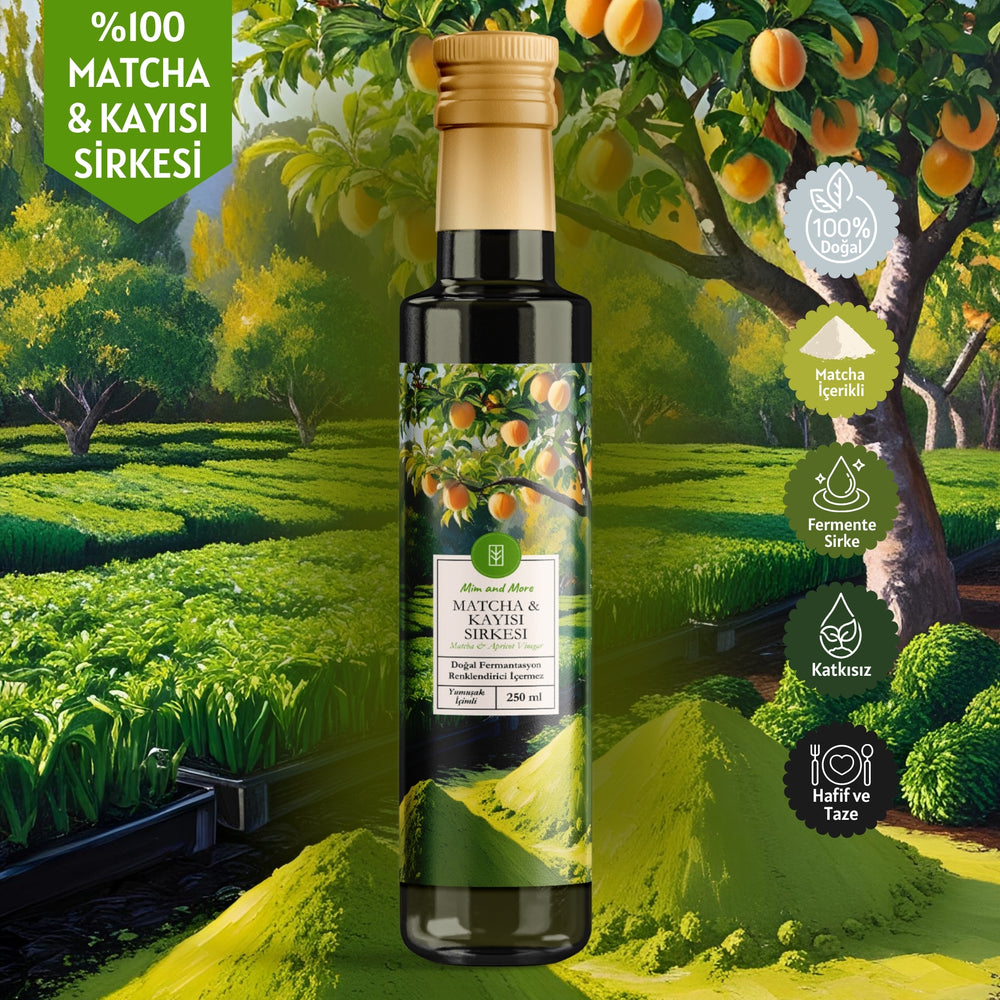 Matcha & Kayısı Sirkesi - Doğal Fermantasyon, %100 Doğal, Katkısız, 250 ml