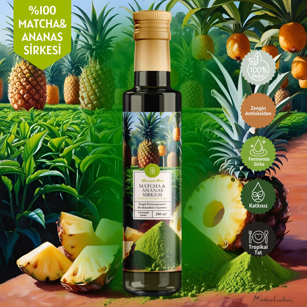 Matcha & Ananas Sirkesi - Organik, Doğal Fermantasyon, %100 Doğal, Katkısız, 250 ml