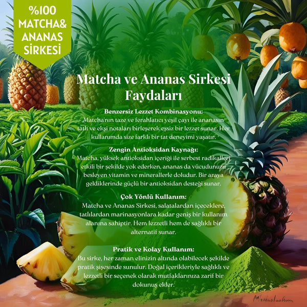 Matcha & Ananas Sirkesi - Organik, Doğal Fermantasyon, %100 Doğal, Katkısız, 250 ml
