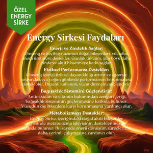 Energy Sirke - Ginseng ve Keçiboynuzlu, %100 Doğal, Enerji Sirkesi, 250 Gr