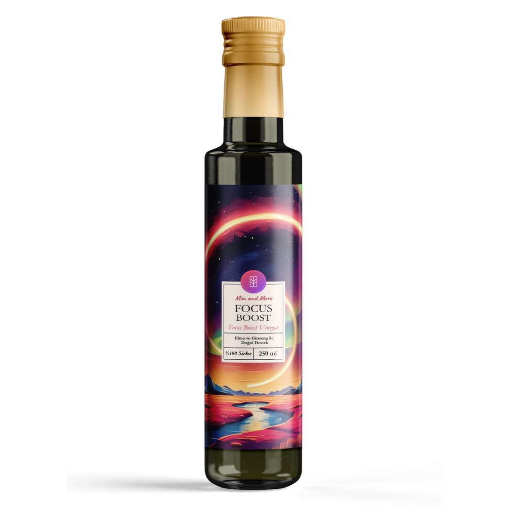 Focus Boost Sirke – Elma ve Ginseng Özlü, %100 Doğal, Katkısız Sirke, 250 ml