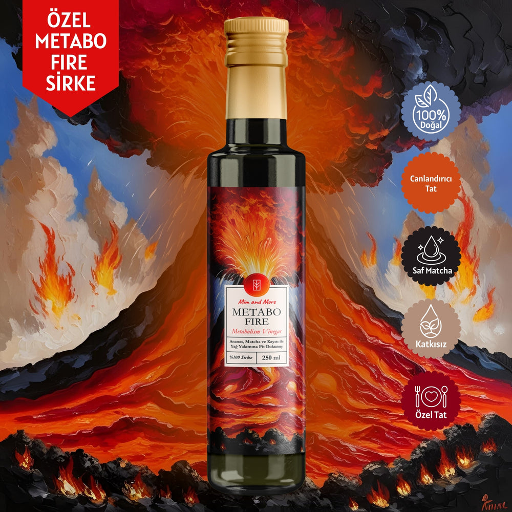 Metabo Fire Sirke – Ananas, Matcha ve Kayısı Özlü %100 Doğal Metabolizma Destekleyici Sirke, 250 ml